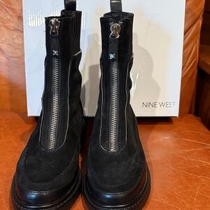 Nine West Black Suede Zipper Boots